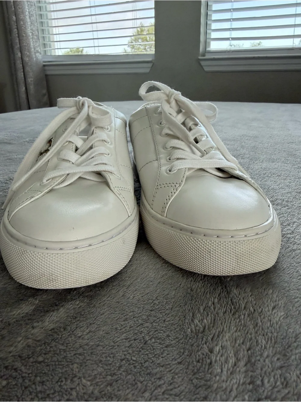 Tory Burch White Leather Sneakers with Gold Logo